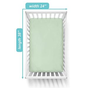 American Baby Company Fitted Mini Crib Sheet 24" x 38", Soft Breathable Neutral 100% Cotton Jersey Portable Sheet, Green, for Boys and Girls, Fits Most Pack N Play and Mini Crib Mattresses