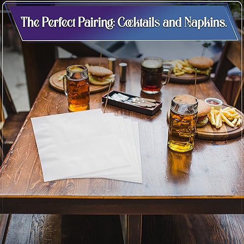 1 Ply White Cocktail/Beverage Napkins- Package of 500ct