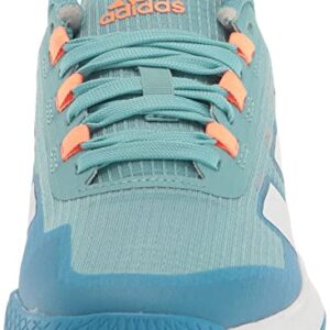 adidas Women's Forcebounce 2.0 Running Shoe, White/White/Pulse Blue, 9.5