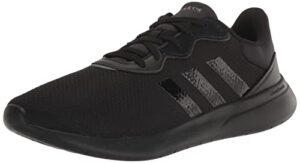 adidas women's qt racer 3.0 running shoe, black/black/iron metallic, 9