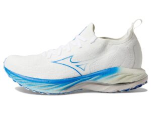 mizuno running women's wave neo wind running shoe, undyed wht-peace blue, 8.5