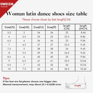 SWDZM Women's Latin Ballroom Dance Shoes Salsa Waltz Performance Practice Dance Shoes,LP1213-DB-Beige 9.5 US