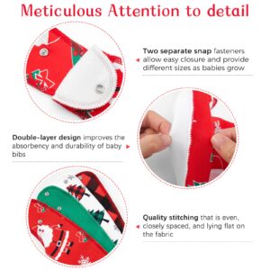 Baby Bandana Drool Bibs,Christmas Bibs for Boys and Girls by Super Absorbent Bandana Drool Bibs,Teething Toys Bibs Organic Cotton Baby Bibs for Infant Set of 4 with Two Teething Toys-Snowman,Santa