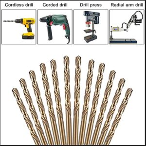 BECOLLO 1/8 Inch Cobalt Drill Bit Set, M35 Jobber Length Twist Drill Bits,Suitable for Drilling in Hard Metal, Stainless Steel, Cast Iron,20 Pieces