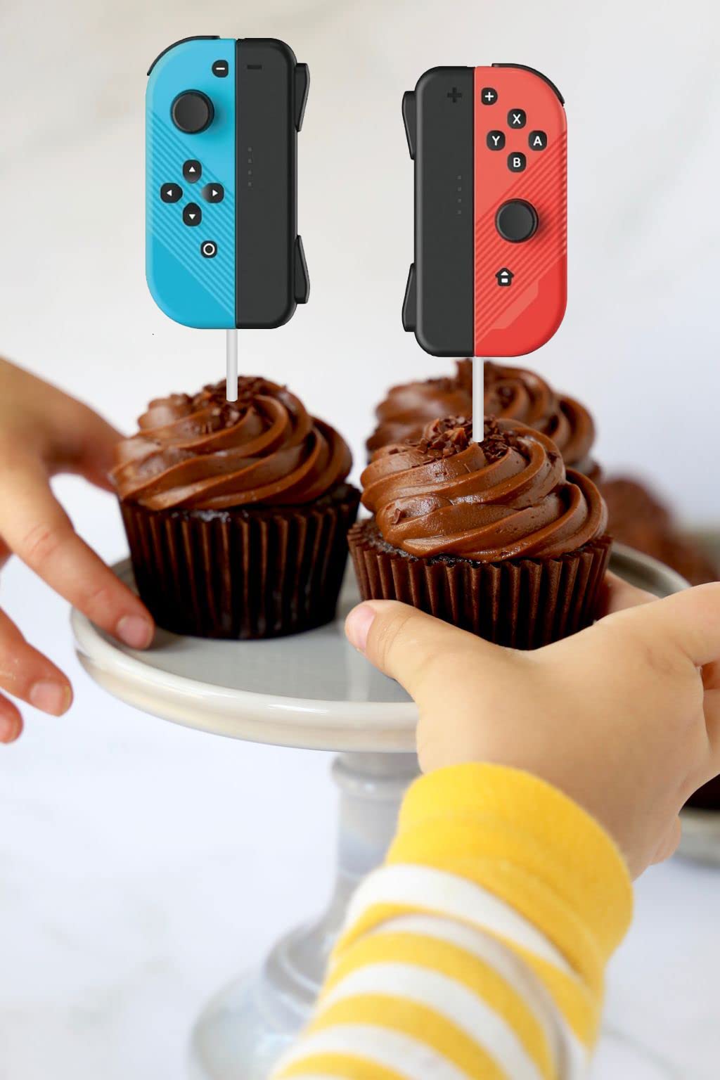 Video Game Cupcake Toppers 24PCS,Switch Game Controller Theme Cupcake Decorations,Birthday Cake Decorations Picks for Boys Gaming Themed Birthday Party