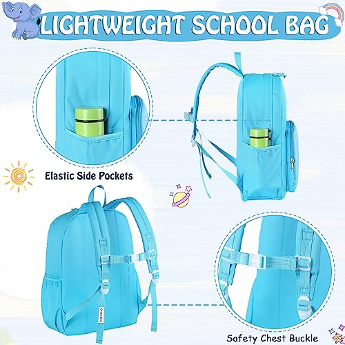 Backpack for Kids, Chasechic Water-resistant Toddler Preschool Kindergarten Bookbag for Kids with Chest Strap Blue Elephant