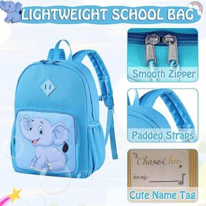 Backpack for Kids, Chasechic Water-resistant Toddler Preschool Kindergarten Bookbag for Kids with Chest Strap Blue Elephant