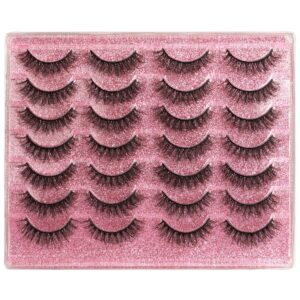newcally lashes false eyelashes natural fluffy faux mink lashes pack cat eye wispy 5d 13mm fake eye lashes 14 pairs russian strip lashes multipack