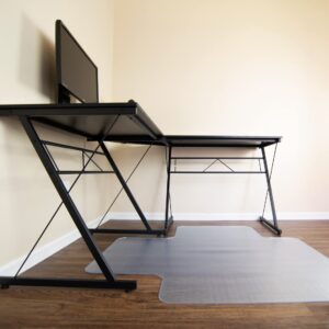 PVC Floor mat for L-Shaped desks (Non-Studded), Transparent