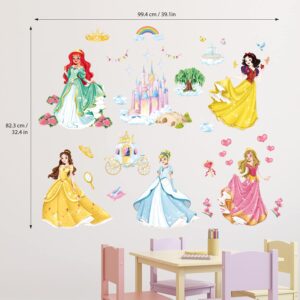 DECOWALL DS9-2118 Princess Wall Decals Castle Crown Stickers Removable for Girls Kids Nursery Bedroom Living Room Art Home Decor Mural Decoration