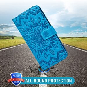 Phone Case for iPhone 7plus 8plus 7/8 Plus Wallet Cases with Tempered Glass Screen Protector Leather Flip Cover Card Holder Stand Cell Accessories i Phone7s 7s + 7+ 8s 8+ Phones8 Women Men Blue