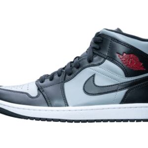 Nike Men's Air Jordan 1 Mid Shoes, Black/Gym Red-particle Grey, 9