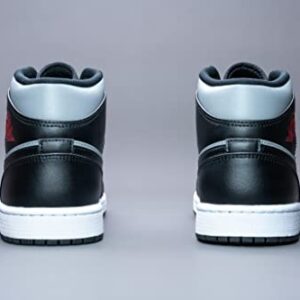 Nike Men's Air Jordan 1 Mid Shoes, Black/Gym Red-particle Grey, 9