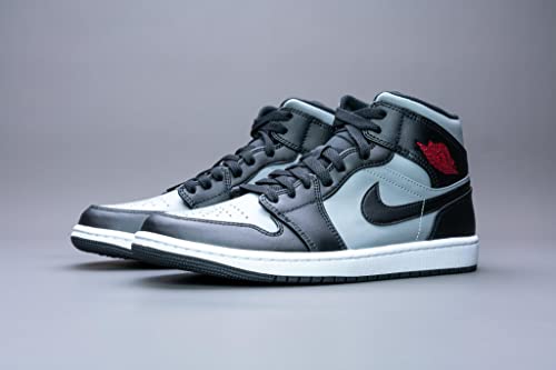 Nike Men's Air Jordan 1 Mid Shoes, Black/Gym Red-particle Grey, 9