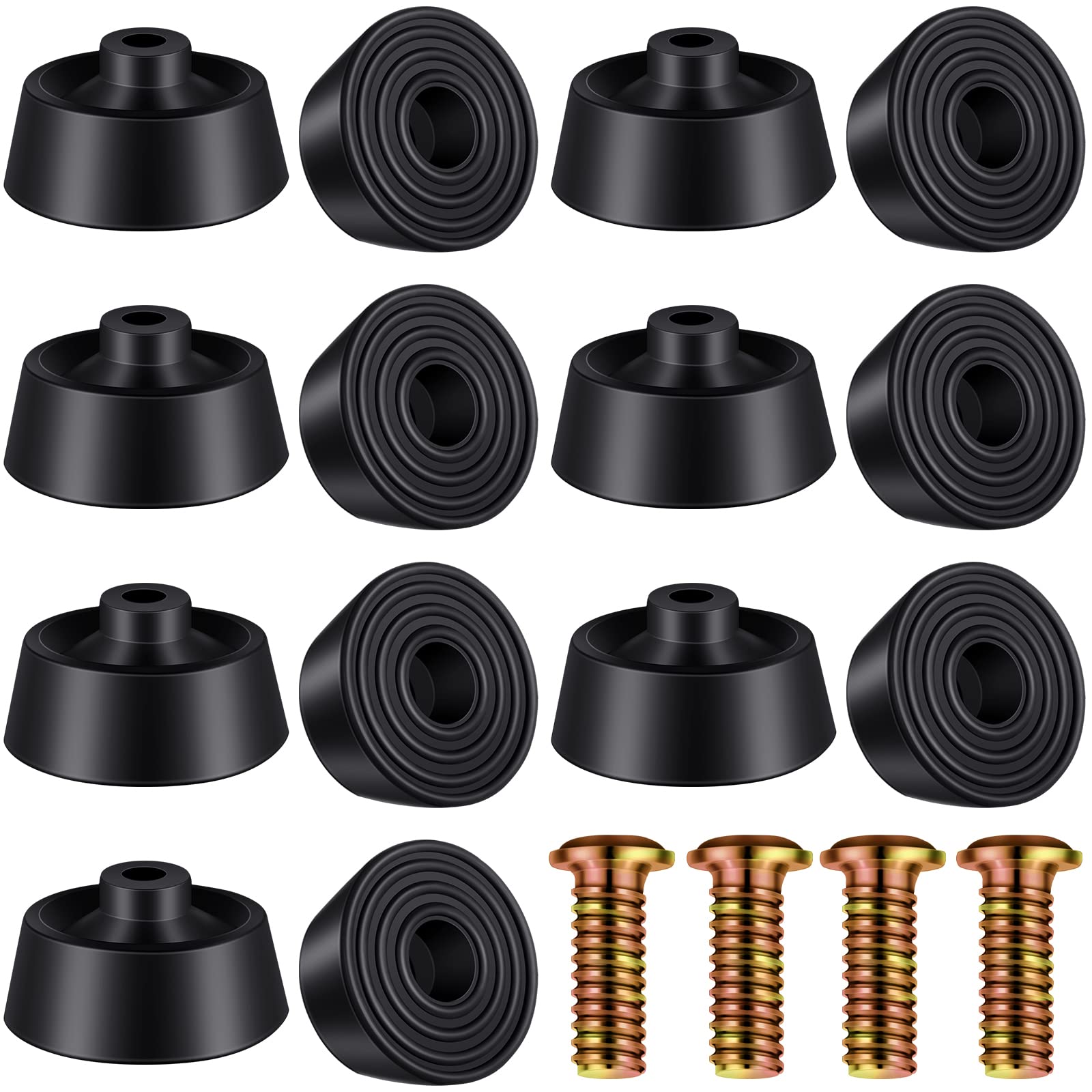 Shihanee 15 Sets Kick Down Door Stop Rubber Tip Replacement Black Rubber Door Stopper Rubber Tips for Door Stops Replacement Stopper Ends with Screws for Door Stop