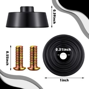 Shihanee 15 Sets Kick Down Door Stop Rubber Tip Replacement Black Rubber Door Stopper Rubber Tips for Door Stops Replacement Stopper Ends with Screws for Door Stop