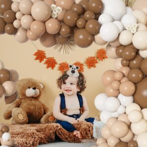 146Pcs Brown Balloons Garland Arch Kit, DIY 18"12"10" Coffee Brown Blush Nude Balloons for Neutral Woodland Teddy Bear Baby Shower Wedding Jungle Safari Birthday Party Decorations