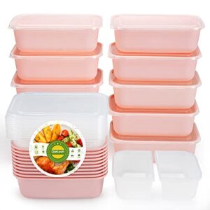 glotoch extra-thick meal prep containers reusable, 38oz to go containers, double use as divided lunch containers for portion control-microwave&freezer&dishwasher safe,bpa-free,10 pack,pink