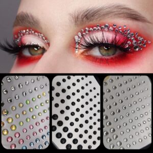 Nail Rhinestone Stickers 6 Sheets Self Adhesive Eye Body Face Nail Rhinestones Rainbow Face for Women Festival Accessory DIY Nail Art Decorations