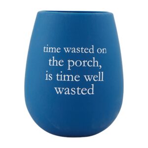 mud pie porch silicone wine glass, time wasted, 16 oz