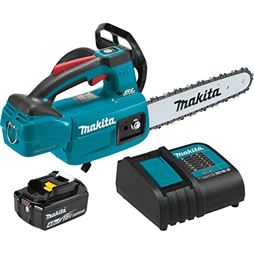 Makita XCU06SM1 Lithium-Ion Brushless Cordless (4.0Ah) 18V LXT 10" Top Handle Chain Saw Kit, Teal