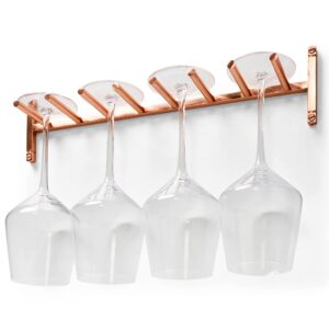 wine glass rack, wall mounted wine glass rack, under cabinet stemware rack for kitchen, wine glass holder glasses storage hanger copper hanging 4 wine glasses with class by wanda living - copper