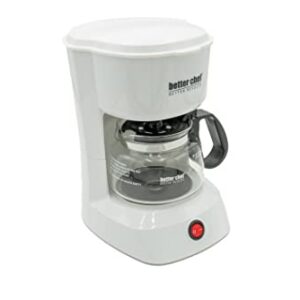 Better Chef Basic Coffee Maker | 4-Cup | Pause-N-Serve | Carafe Warmer | Reservoir Window (White)
