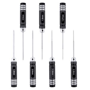 Hex Screwdriver Set - 7pcs Hex Allen Drive Kit 0.9mm 1.27mm 1.3mm 1.5mm 2.0mm 2.5mm 3.0mm Key Repair Tools for Traxxas Arrma Losi Redcat RC Cars Models FPV Drone Helicopter