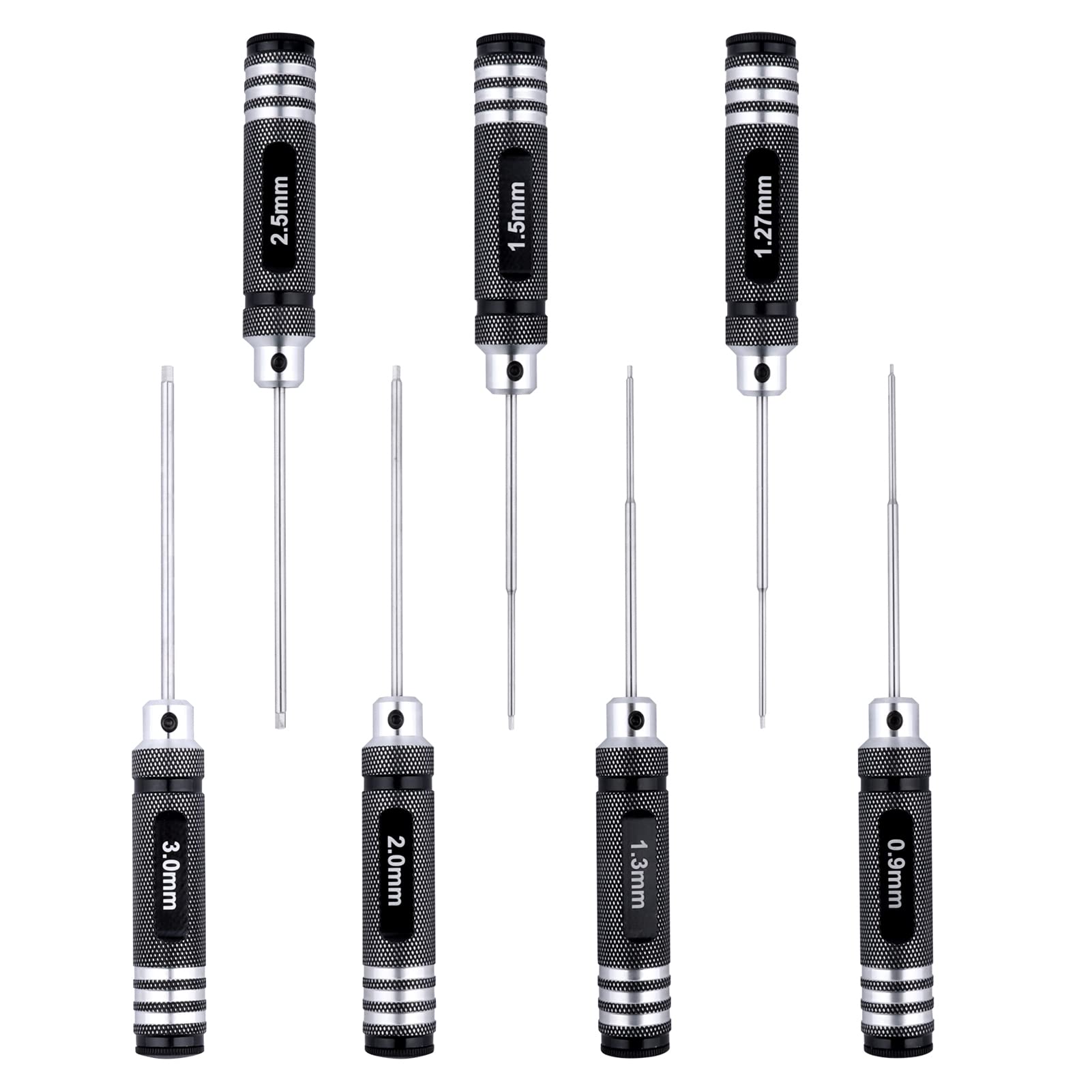 Hex Screwdriver Set - 7pcs Hex Allen Drive Kit 0.9mm 1.27mm 1.3mm 1.5mm 2.0mm 2.5mm 3.0mm Key Repair Tools for Traxxas Arrma Losi Redcat RC Cars Models FPV Drone Helicopter