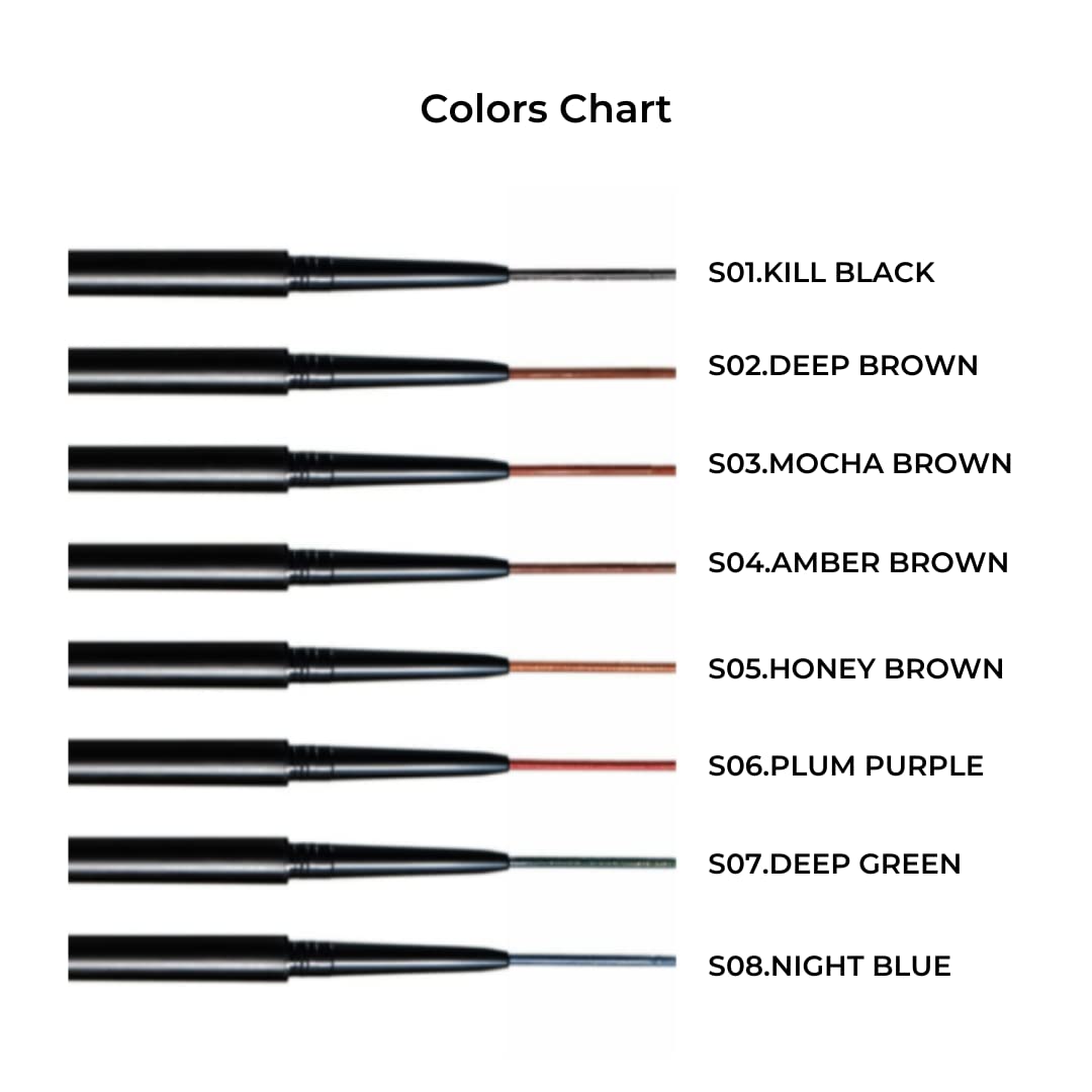 IM UNNY Ultra Slim Eyeliner Pencil (S01.KILL BLACK), 1.5mm Tip for defined liner, Waterproof, Oil Absorption, Superstay Korean Makeup Eye liner Pencil