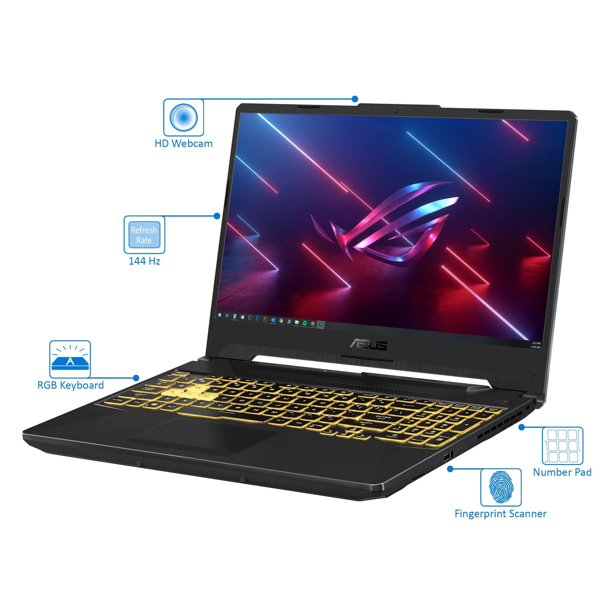 ASUS TUF F15 144Hz Gaming Laptop, 15.6" FHD, Intel Core i5-10300H, 32GB RAM, 1TB SSD+1TB HDD, NVIDIA GeForce GTX 1650, RGB Backlit Keyboard,Windows 10 Home