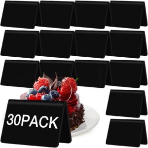 30 pack mini chalkboard signs for food 4 x 2.9 inches table tent signs, small tent style chalkboard sign black food display tags food labels for party buffet, weddings, birthday, bakery