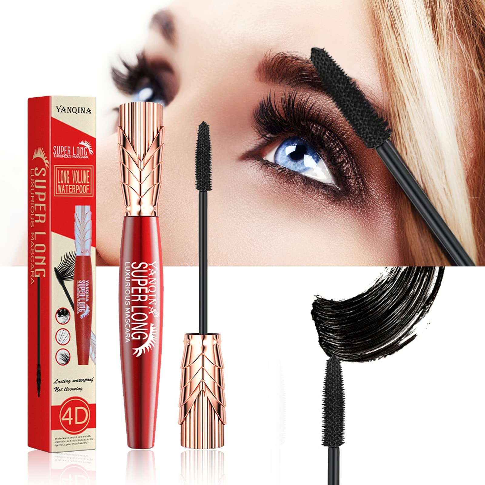 Mascara Waterproof 4D Silk Fiber Lashes Mascara Long Lasting Curling Thicking Smudge Proof Eyelash Makeup