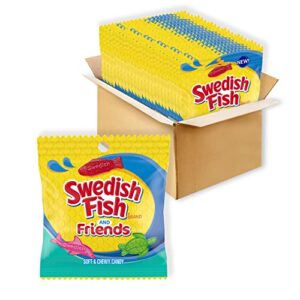 swedish fish and friends soft & chewy candy, 12-3.59 oz bags