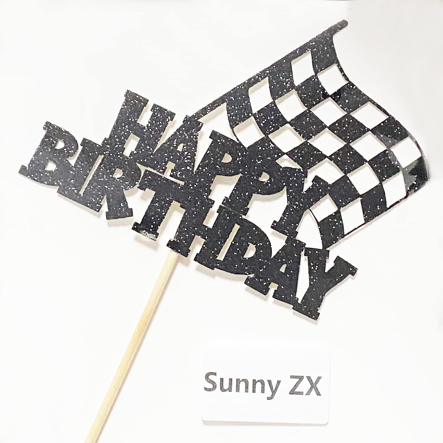 Car Cake Topper Race Car Cake Decorations for Racing Car Checkered Flag Themed Kids Boy Girl Happy Birthday Party Supplies