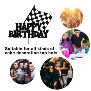 Car Cake Topper Race Car Cake Decorations for Racing Car Checkered Flag Themed Kids Boy Girl Happy Birthday Party Supplies