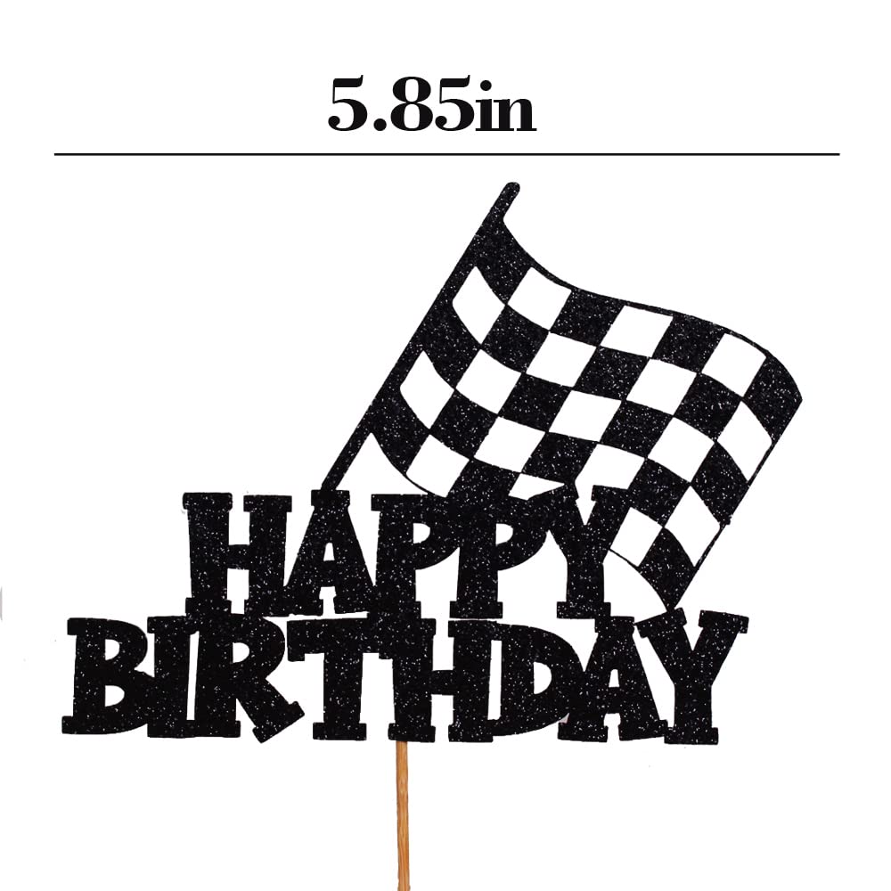 Car Cake Topper Race Car Cake Decorations for Racing Car Checkered Flag Themed Kids Boy Girl Happy Birthday Party Supplies