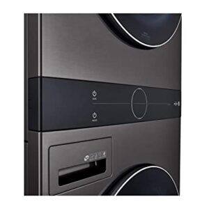 LG WKGX201HBA 27 Inch Smart Gas Single Unit WashTower with 4.5 cu. ft. Washer Capacity, 7.4 cu. ft. Dryer Capacity, TurboWash™360° Technology, LG ThinQ® Technology, AI Fabric Sensor, Black Steel