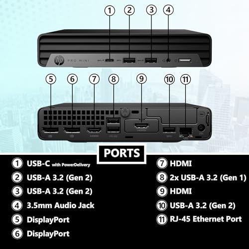 HP Pro Mini 400 G9 Business Desktop Intel 14 Core i5-13500T, (Beats Intel i7-12700T), 16GB RAM, 512GB NVMe, WiFi 6 + BT, RJ-45, 2X DP Port, 2X HDMI, Wired KB & Mouse, 3 YR, W11P