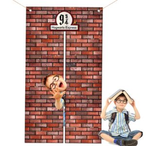 brick wall backdrop,platform 9 and 3/4 king's cross, photo booth props brick wall background, suitable for outdoor and indoor use, fan love, birthday gifts, party supplies.