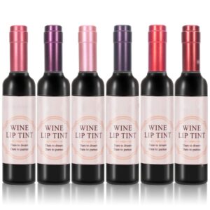 6 colors wine lip stain, wine lipstick lip gloss set, long lasting waterproof lip gloss set, matte wine lip tint set for women