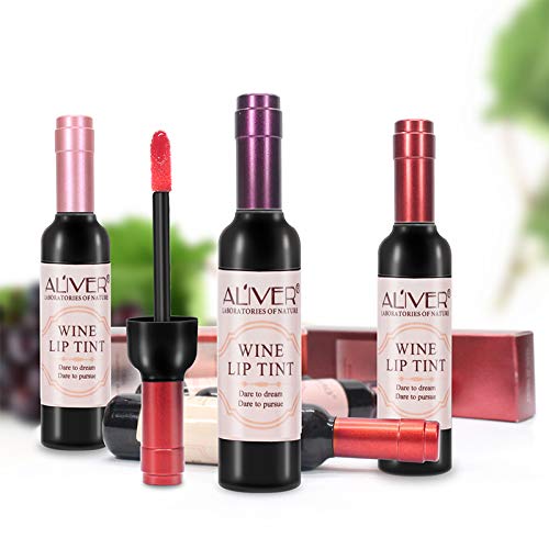 6 Colors Wine Lip Stain, Wine Lipstick Lip Gloss Set, Long Lasting Waterproof Lip Gloss Set, Matte Wine Lip Tint Set for Women