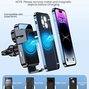 Wireless Car Charger, MOKPR 3 in1 Long arm Car Mount, 15W Auto Clamping Car Charger Dash Windshield Air Vent Phone Holder Compatible with iPhone 15/14/13/13 Pro/12 pro/12/11/X, Samsung S23/S22/S21,etc