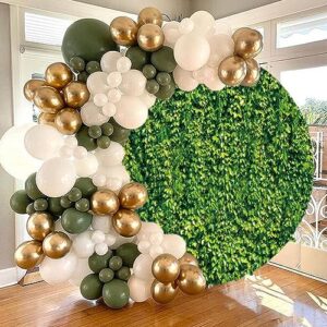 DASHAN Greenery Backdrop for Photography Spring Green Grass Backdrop for Wall Greenery Backdrop for Parties Green Baby Shower Round Backdrop Birthday Party Decoration Backdrop 6x6ft Polyester