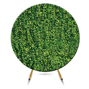 DASHAN Greenery Backdrop for Photography Spring Green Grass Backdrop for Wall Greenery Backdrop for Parties Green Baby Shower Round Backdrop Birthday Party Decoration Backdrop 6x6ft Polyester