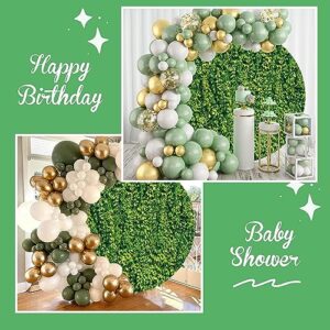 DASHAN Greenery Backdrop for Photography Spring Green Grass Backdrop for Wall Greenery Backdrop for Parties Green Baby Shower Round Backdrop Birthday Party Decoration Backdrop 6x6ft Polyester