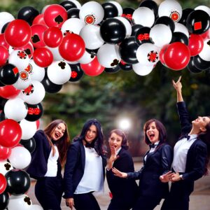 40 Pieces Casino Theme Party Decoration, Game Night Poker Card Latex Balloon Red Black Happy Birthday Carnival Balloon for Las Vegas Casino Night Party Supplies Indoor Outdoor Decor