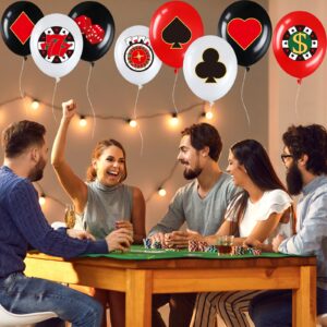 40 Pieces Casino Theme Party Decoration, Game Night Poker Card Latex Balloon Red Black Happy Birthday Carnival Balloon for Las Vegas Casino Night Party Supplies Indoor Outdoor Decor