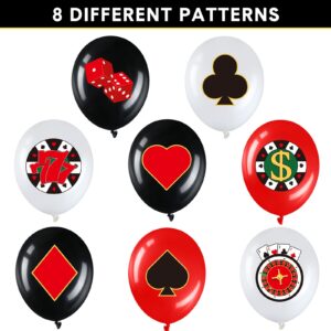 40 Pieces Casino Theme Party Decoration, Game Night Poker Card Latex Balloon Red Black Happy Birthday Carnival Balloon for Las Vegas Casino Night Party Supplies Indoor Outdoor Decor