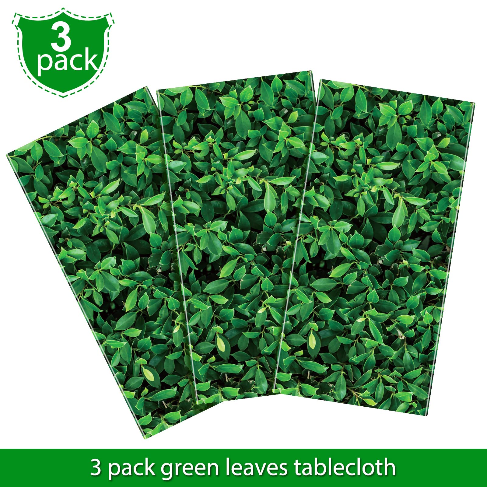 54 x 108 Inches Jumbo Green Leaves Photography Leaf Backdrop 3D Waterproof Tree Leaves Background Photo Booth Prop Green Leaf Tablecloths for Baby Shower Birthday Party Decoration (3 Pack)